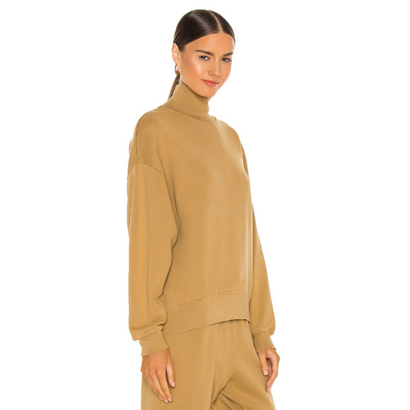 FRAME Organic Pima Cotton Funnel Neck Sweatshirt Top Camel Shopbop NWT XS $178 - Picture 10 of 12